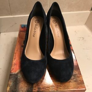 Navy kid suede shoes